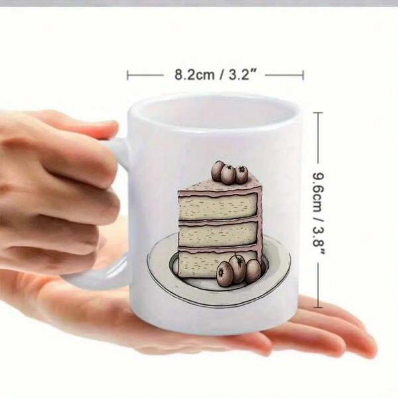 Tailorly White Ceramic 11 oz Mug - Delicious Layered Dessert Slice With Fresh Berries On A Round Plate Cake