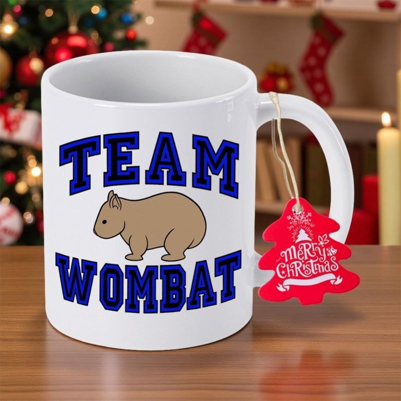 Tailorly White Ceramic 11 oz Mug - Team Wombat Cute Brown Australian Marsupial Standing Calmly In A Simple Cartoon Style Wombat