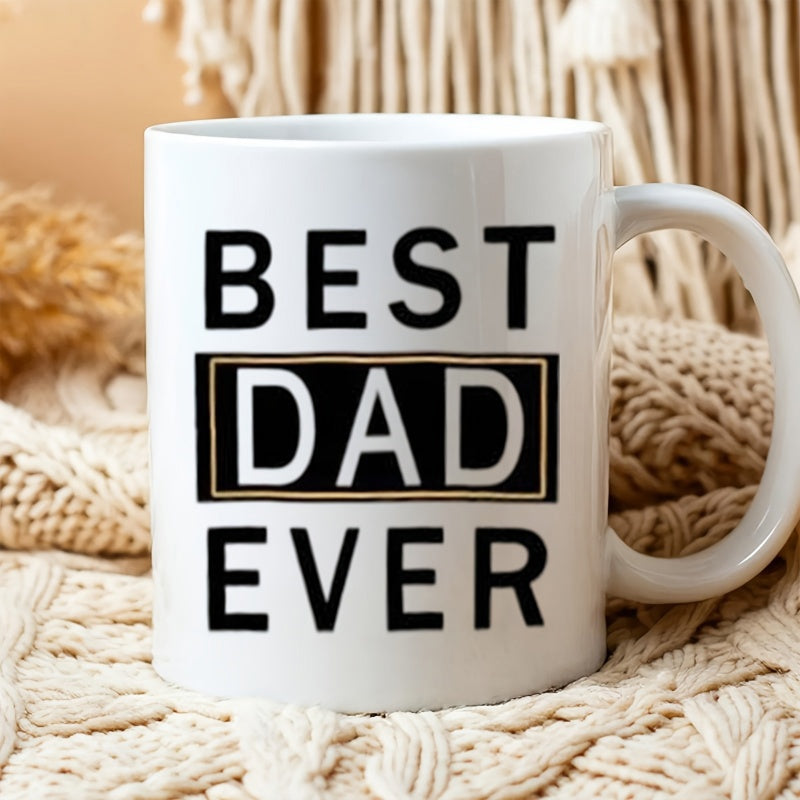 Tailorly White Ceramic 11 oz Mug - Best Dad Ever Bold Modern Minimalist Typography With Black Rectangular Frame Sign