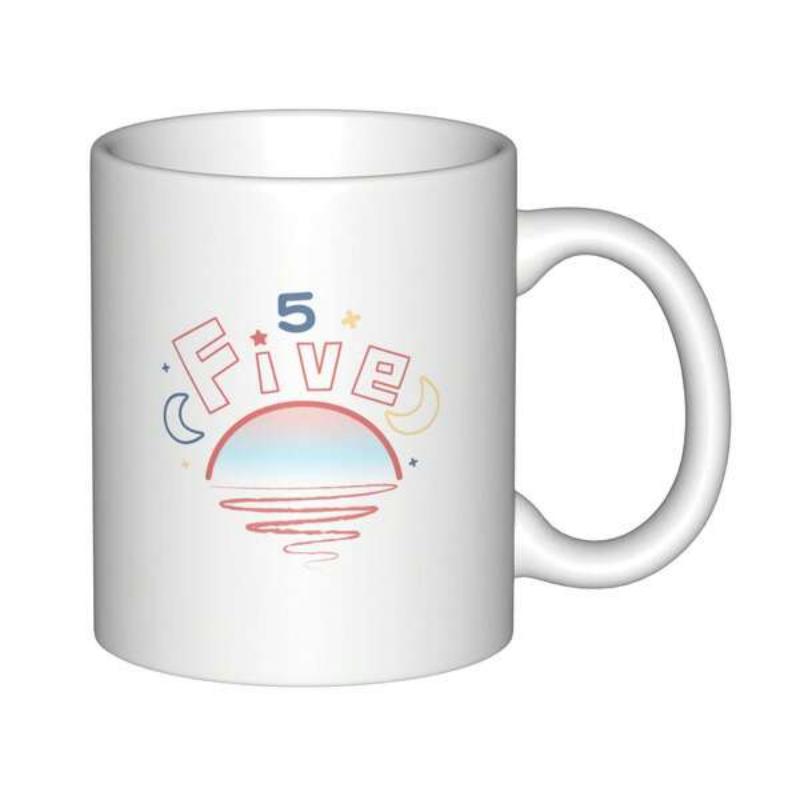 Tailorly White Ceramic 11 oz Mug - Five Serene Pastel Sunrise Over Rippling Waves With Stars And Moon Mug