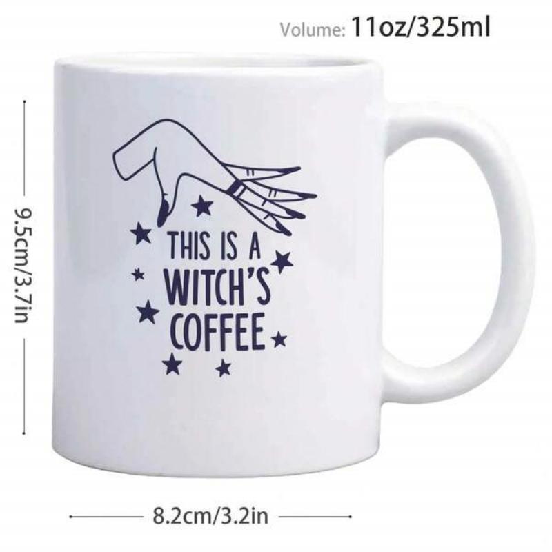 Tailorly White Ceramic 11 oz Mug - This Is A Witchs Coffee Mystical Hand Casting Magic Stars Among The Shadows Hand