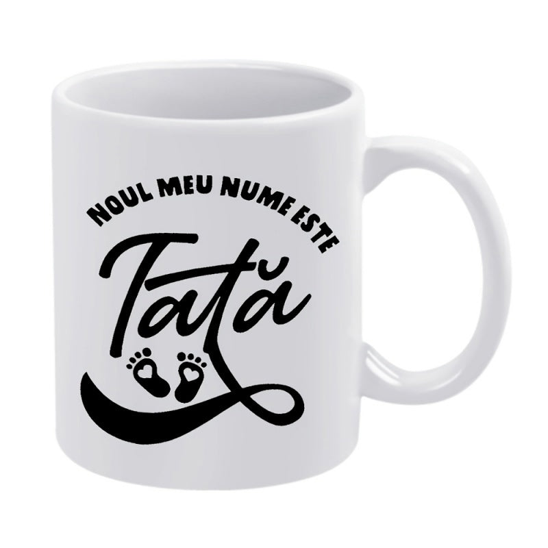 Tailorly White Ceramic 11 oz Mug - Tiny Infant Footprints With Decorative Hearts Under Artistic Script Typography Footprints