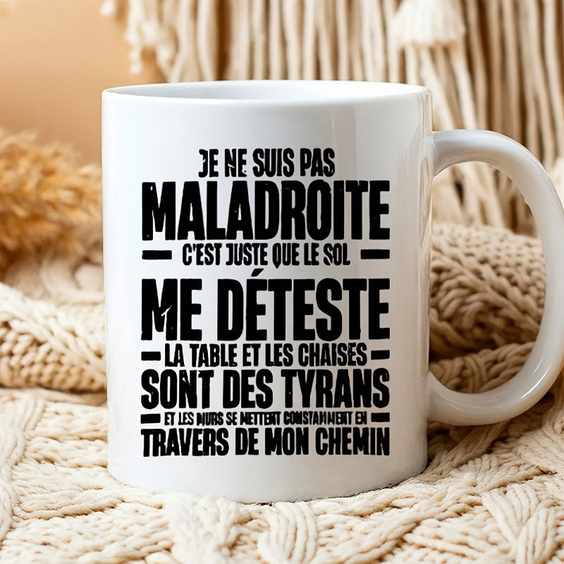 Tailorly White Ceramic 11 oz Mug - Simple White Ceramic Drinking Vessel Featuring Bold Black Typography Mug