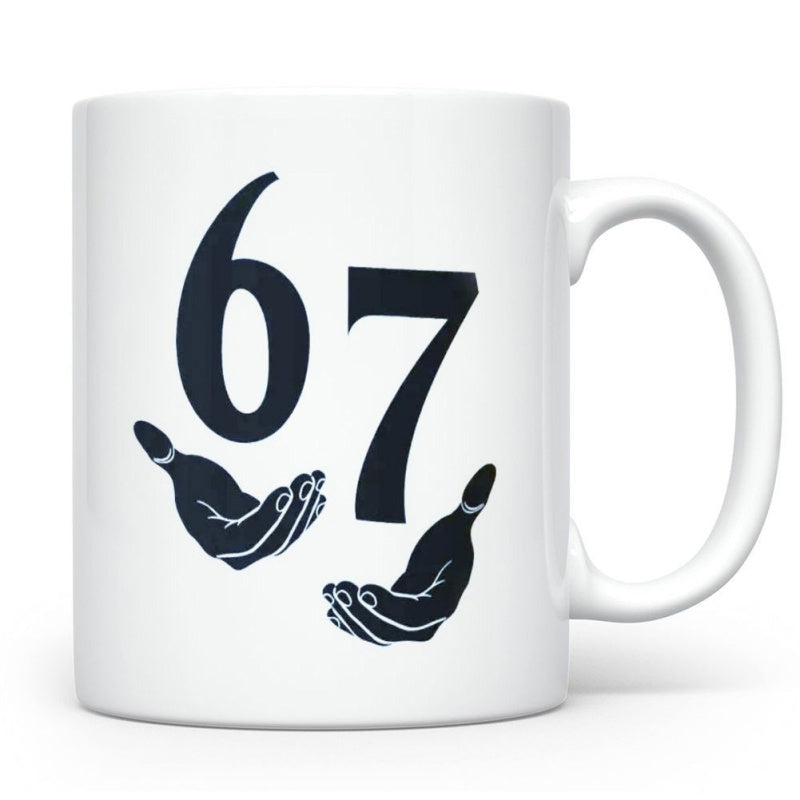 Tailorly White Ceramic 11 oz Mug - 67 Artistic Minimalist Silhouette Showing Two Open Reaching Palms And Hands