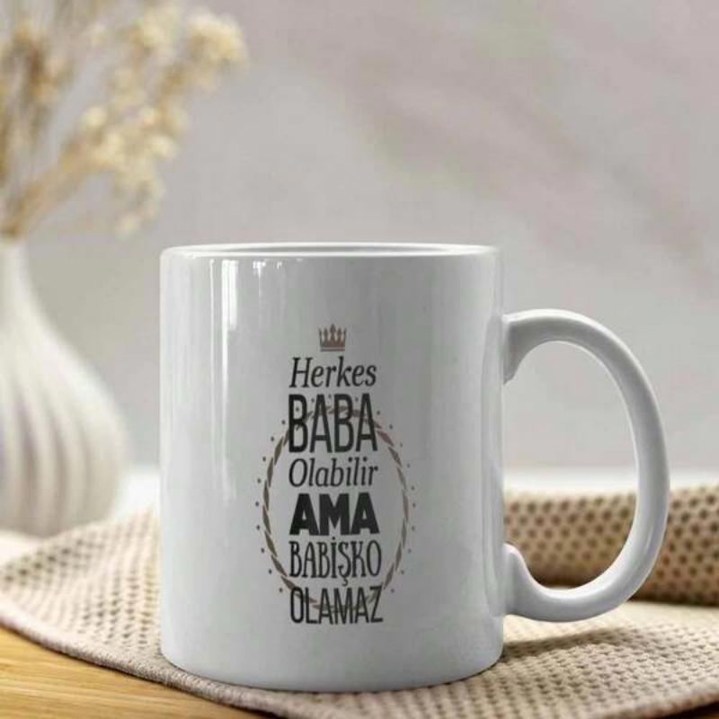 Tailorly White Ceramic 11 oz Mug - Classic Decorative Text Inside Textured Circle Under A Small Royal Crown