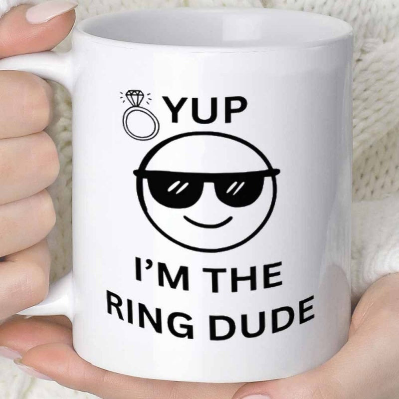 Tailorly White Ceramic 11 oz Mug - Yup Im The Ring Dude Cool Smiley Face Wearing Sunglasses With Diamond Ring Dude
