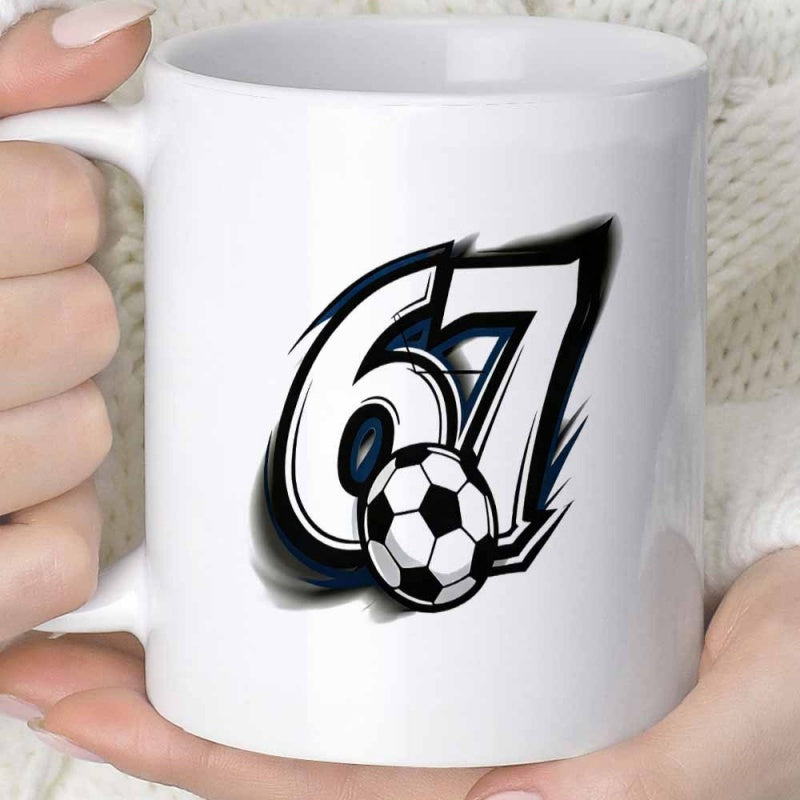 Tailorly White Ceramic 11 oz Mug - 67 Dynamic Sports Style Featuring Classic Black And White Patterned Soccer Ball