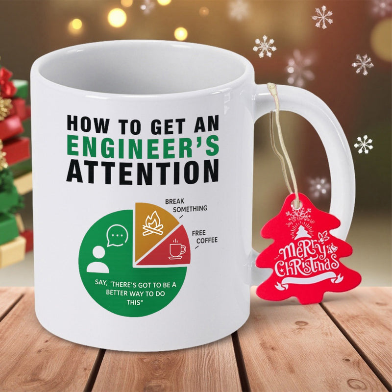 Tailorly White Ceramic 11 oz Mug - How To Get An Engineers Attention Minimalist Circular Data Graph With Conceptual Icons For Problem Solving Mug