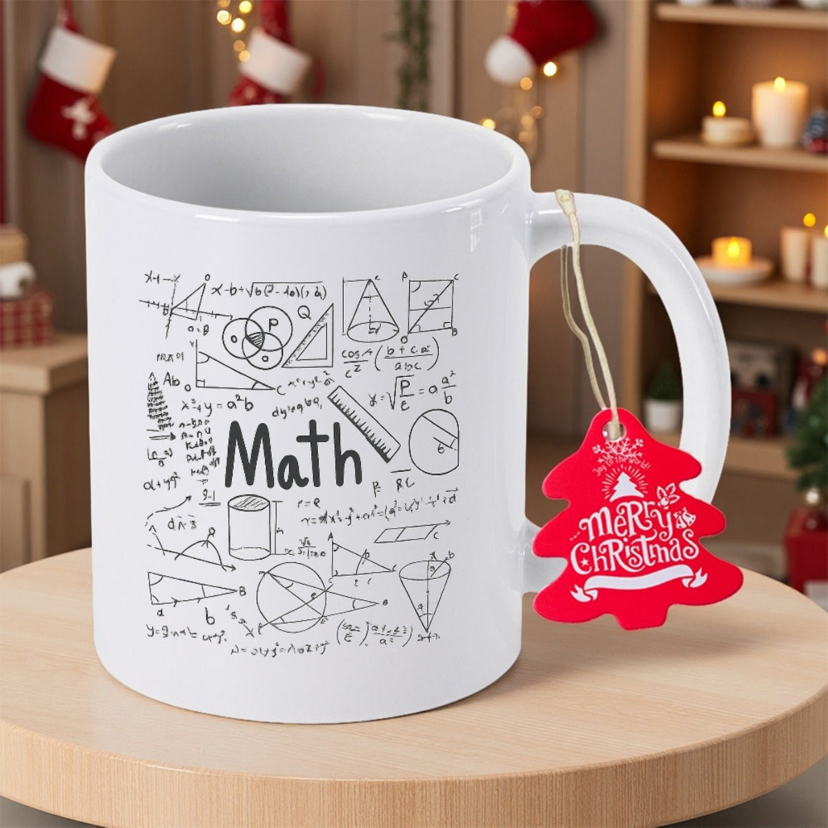 Tailorly White Ceramic 11 oz Mug - Math Educational Scientific Diagrams With Geometric Formulas And Intricate Mathematical Calculations Handdrawn Sketches