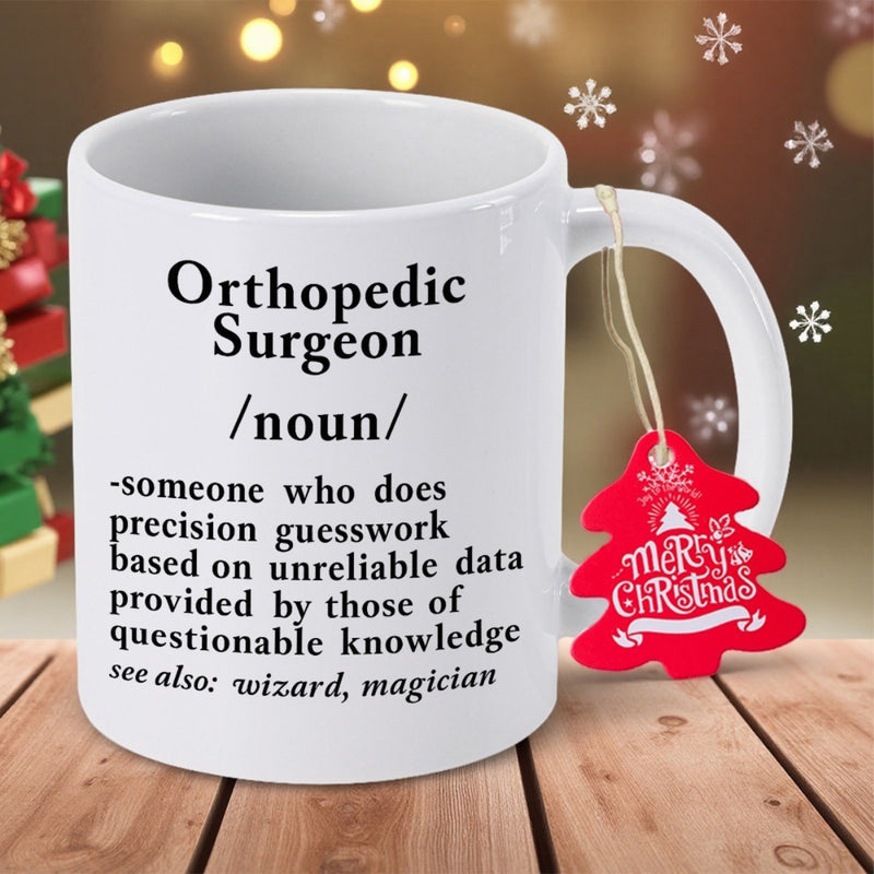 Tailorly White Ceramic 11 oz Mug - Orthopedic Surgeon Minimalist Typographic Dictionary Definition Layout For Medical Professional Office Surgeon