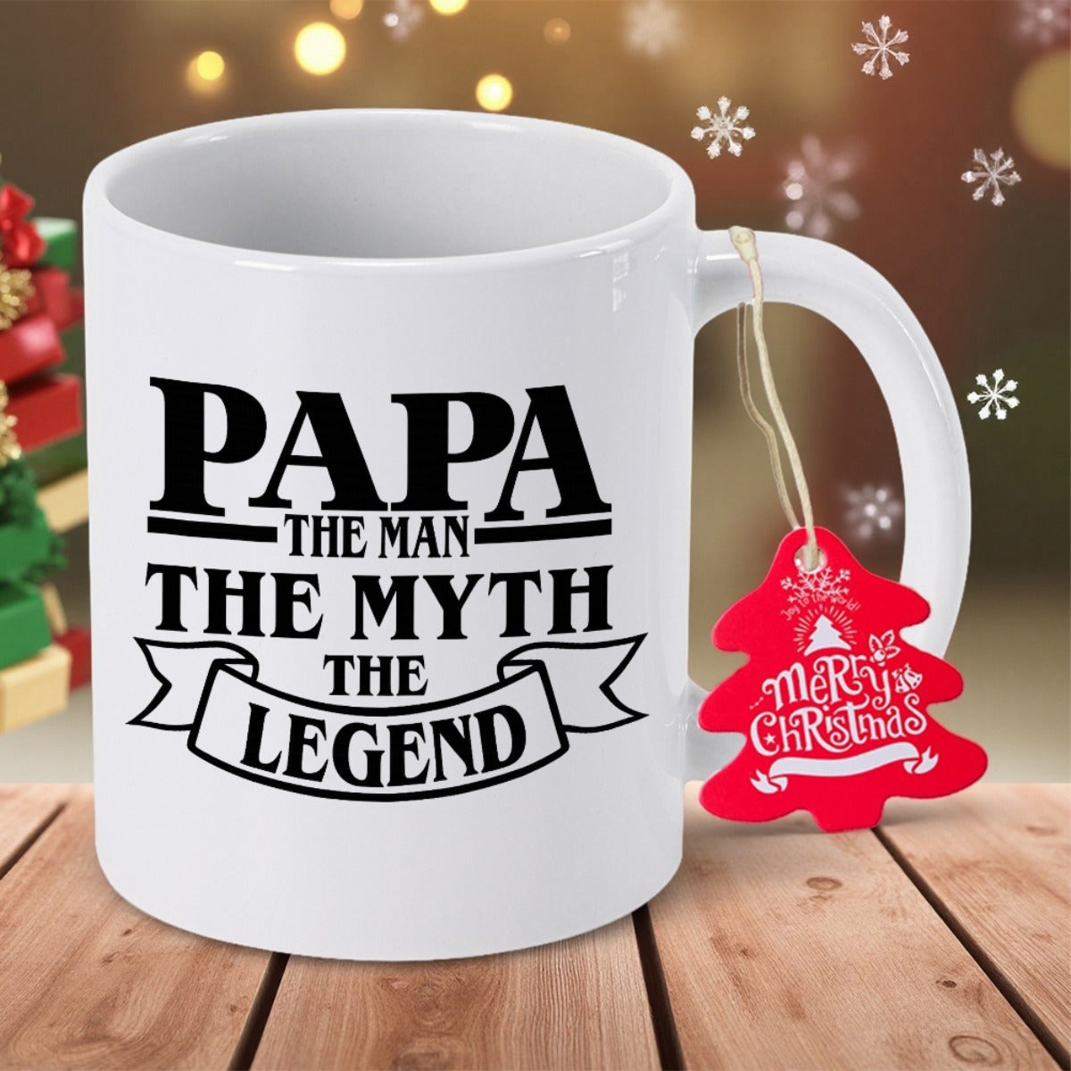 Tailorly White Ceramic 11 oz Mug - Papa The Man The Myth The Legend Clean White Surface With Bold Minimalist Lettering For A Classic Fatherhood Mug