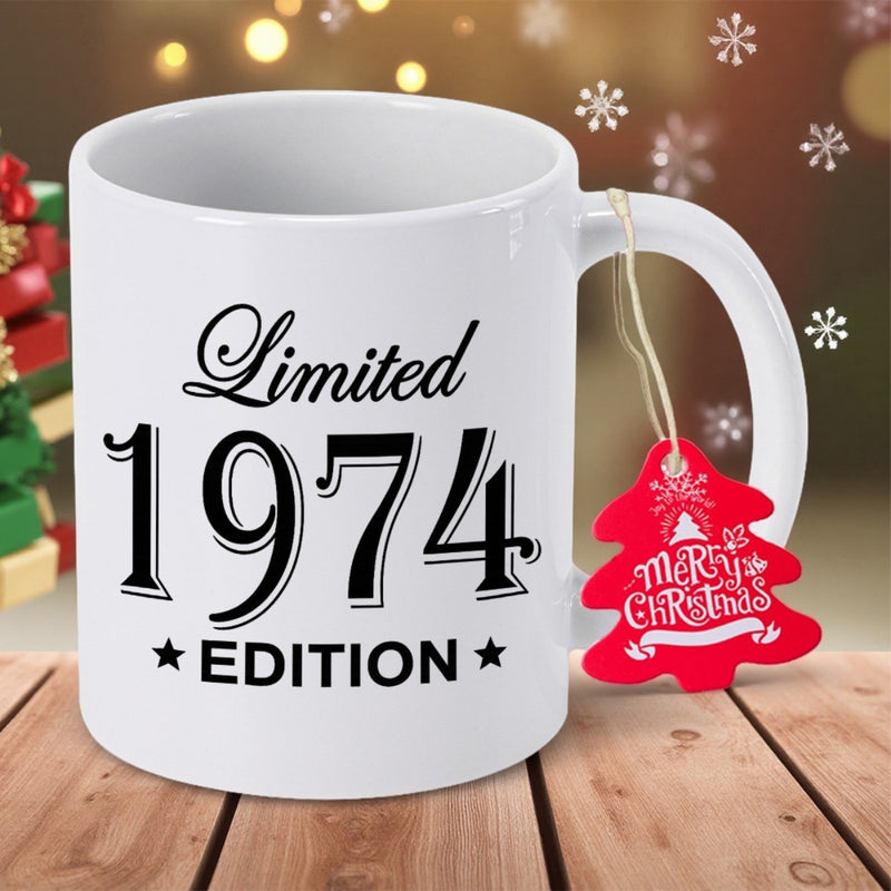 Tailorly White Ceramic 11 oz Mug - Limited 1974 Edition Sleek With Bold Black Lettering And Star Accents Mug