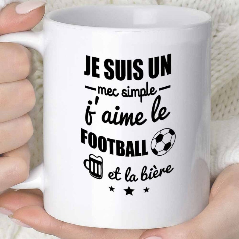 Tailorly White Ceramic 11 oz Mug - Classic Sporty Icons Featuring Hand Drawn Style Beer Mug And Football
