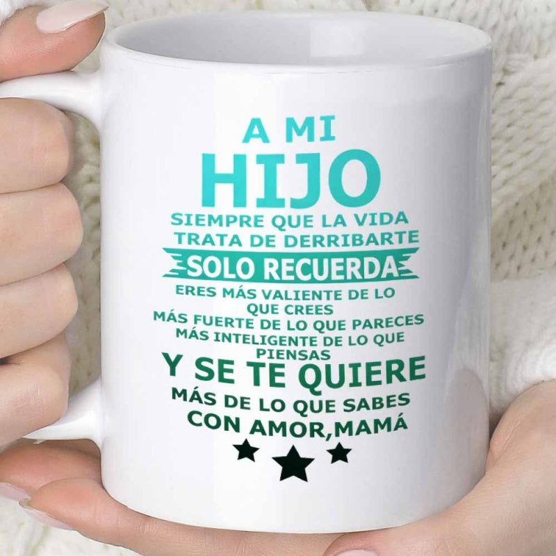 Tailorly White Ceramic 11 oz Mug - Minimalist Stars Arranged Below Heartfelt Sentimental Spanish Inspirational Message Mug