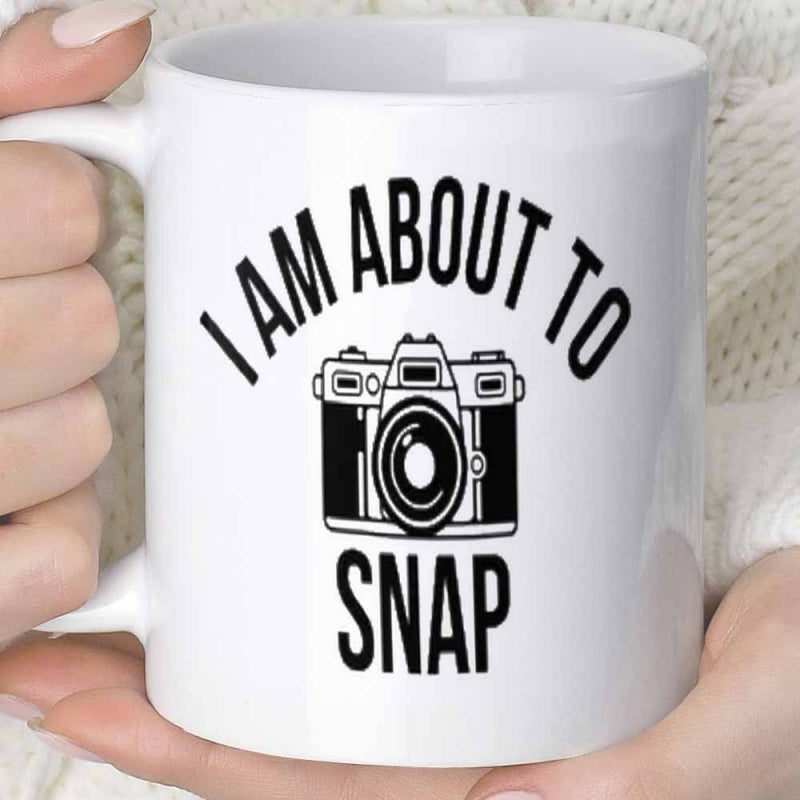Tailorly White Ceramic 11 oz Mug - I Am About To Snap Vintage Style Black And White Illustrated Slr Photography Equipment Camera