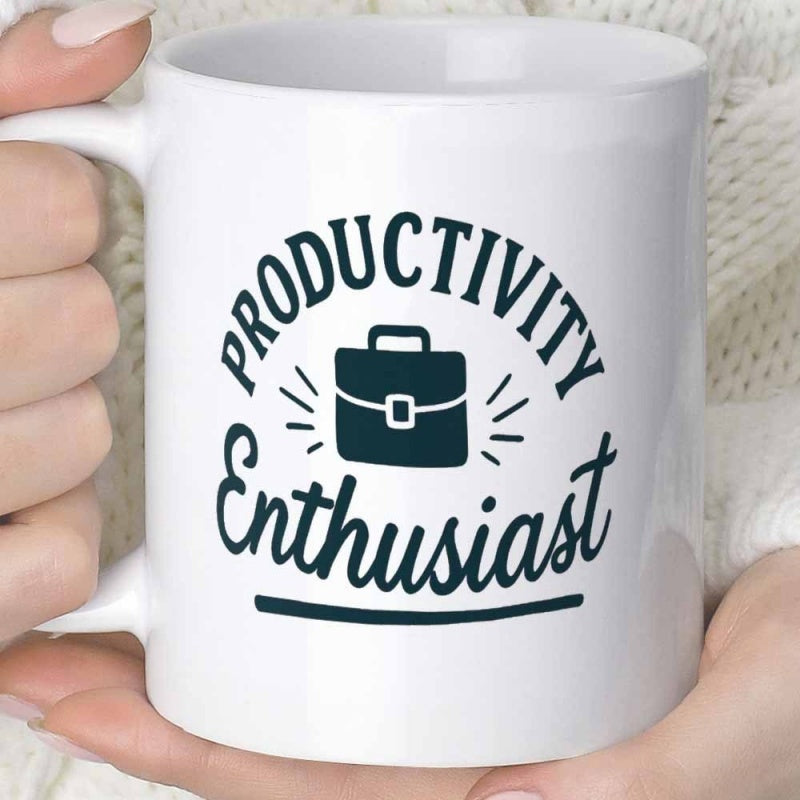 Tailorly White Ceramic 11 oz Mug - Productivity Enthusiast Minimalist Professional Office Business Icon Featuring A Stylized Briefcase