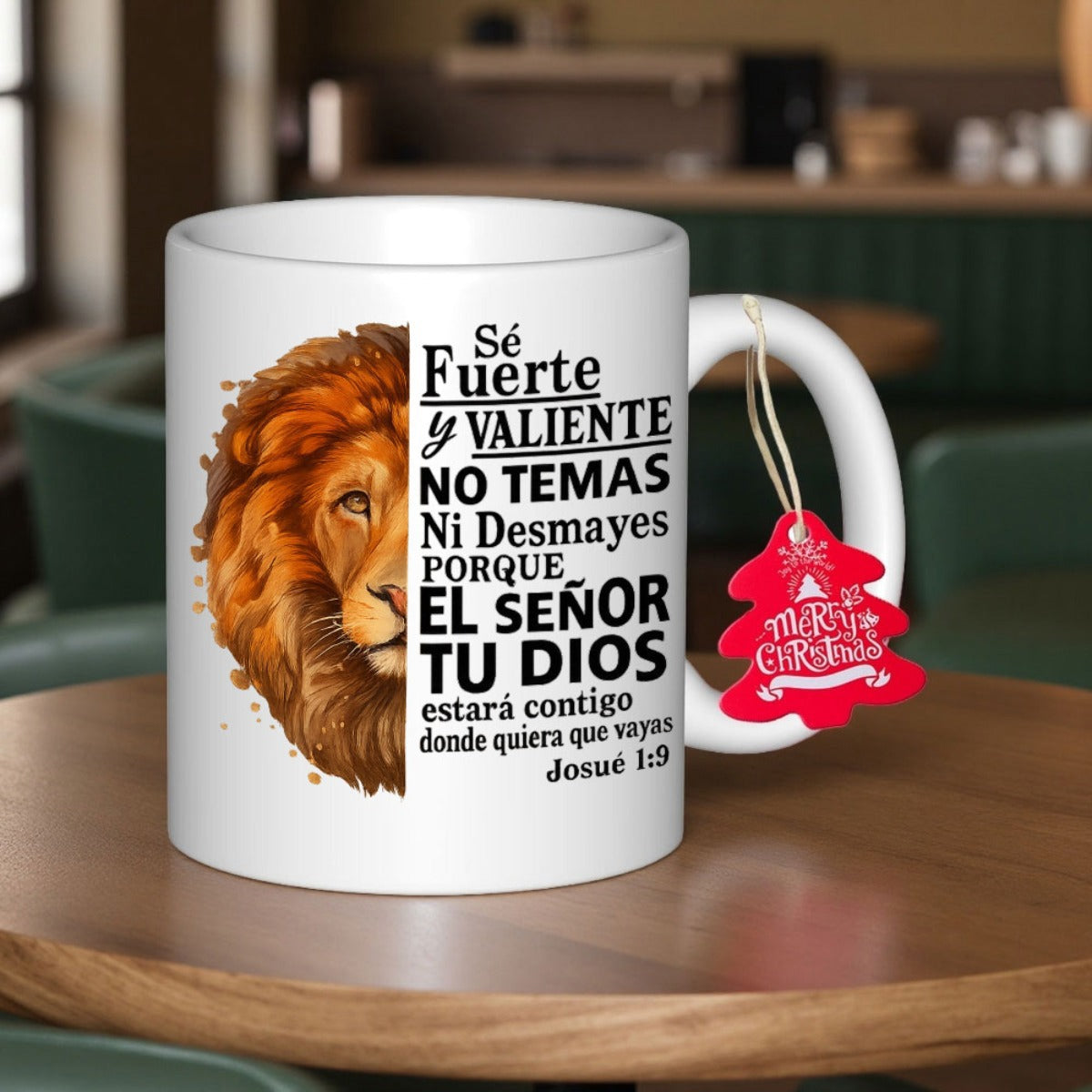 Tailorly White Ceramic 11 oz Mug - Merry Christmas Powerful Majestic Wild Animal Face With Intense Gaze And Detailed Mane Lion