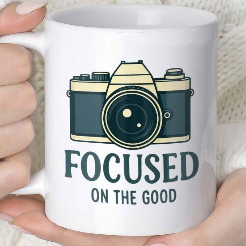 Tailorly White Ceramic 11 oz Mug - Focused On The Good Vintage Style Film Lens With Classic Body Details Camera