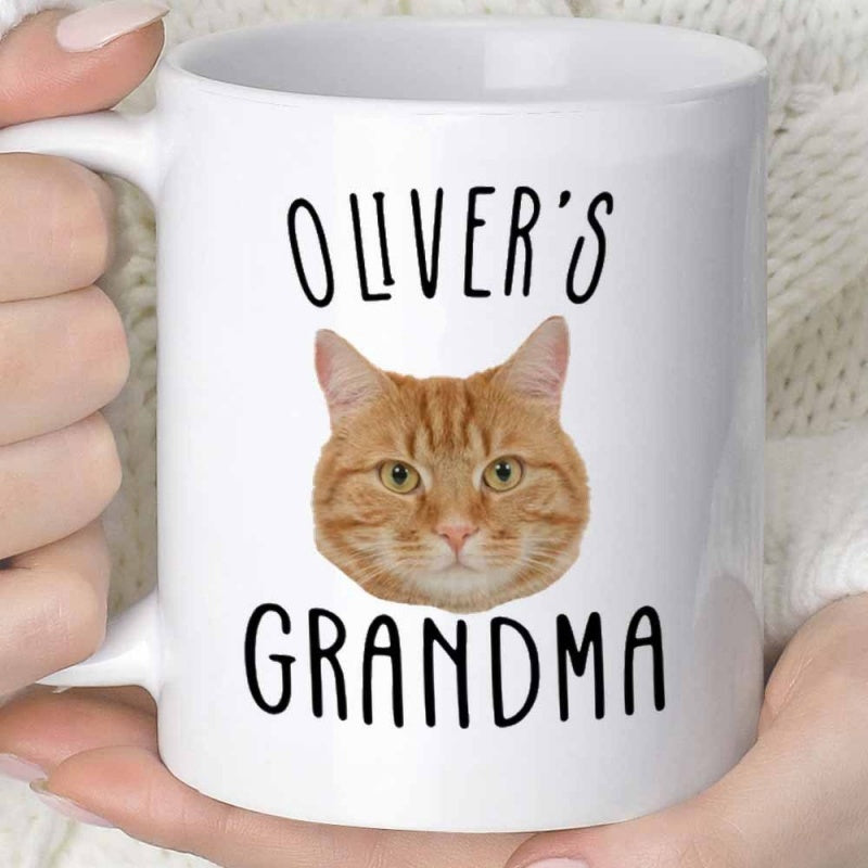 Tailorly White Ceramic 11 oz Mug - Olivers Grandma Realistic Orange Tabby Feline Face With Expressive Eyes And Ears Cat