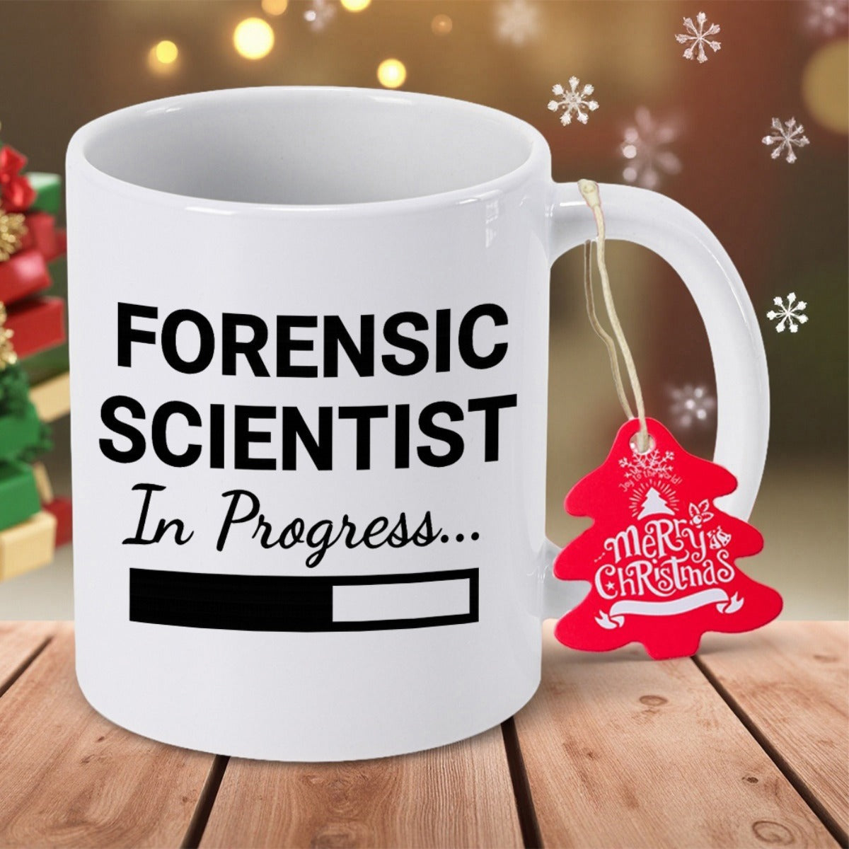 Tailorly White Ceramic 11 oz Mug - Forensic Scientist In Progress Minimalist Loading Bar Design With Bold Typography On White Surface Mug