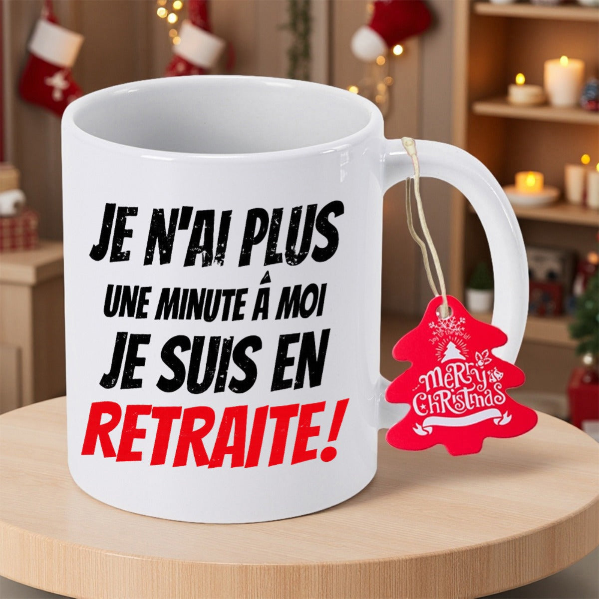 Tailorly White Ceramic 11 oz Mug - Merry Christmas Elegant Featuring Festive Holiday Decorative Hanging Tag Mug