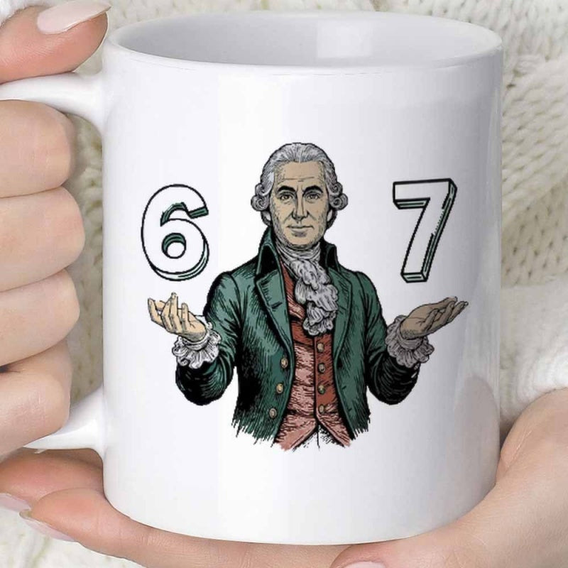 Tailorly White Ceramic 11 oz Mug - 6 7 Classic Historical Figure Wearing Green Formal Coat Gesturing With Open Hands Portrait