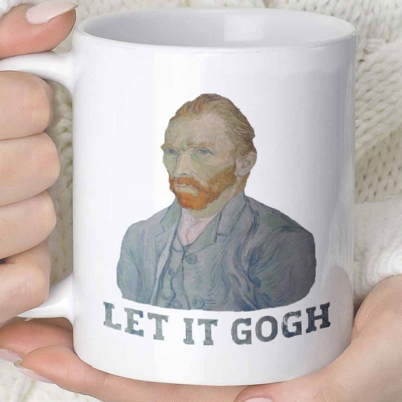 Tailorly White Ceramic 11 oz Mug - Let It Gogh Artistic Impressionist Oil Painting Style Featuring Famous Red Bearded Portrait