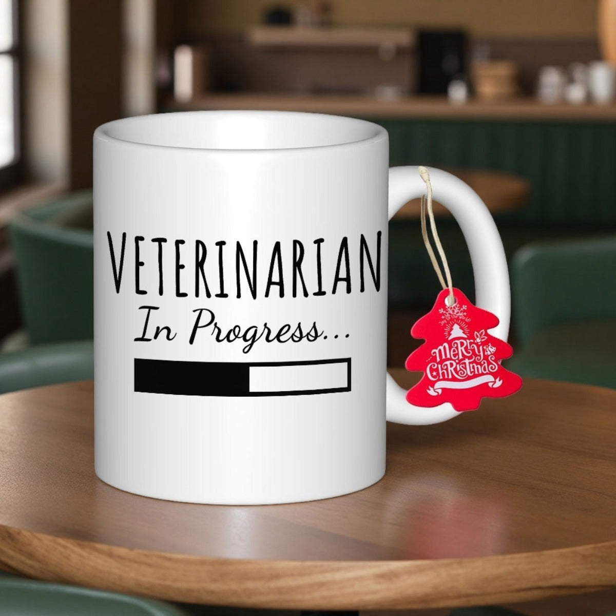 Tailorly White Ceramic 11 oz Mug - Veterinarian In Progress Simple Modern Black Ink Style Partially Filled Loading Bar