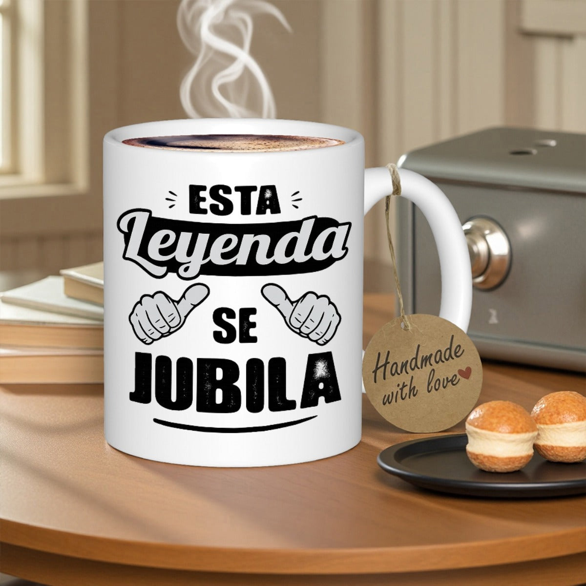 Tailorly White Ceramic 11 oz Mug - Bold Black Typography Featuring Two Thumbs Up With Retro Decorative Banner Elements Mug