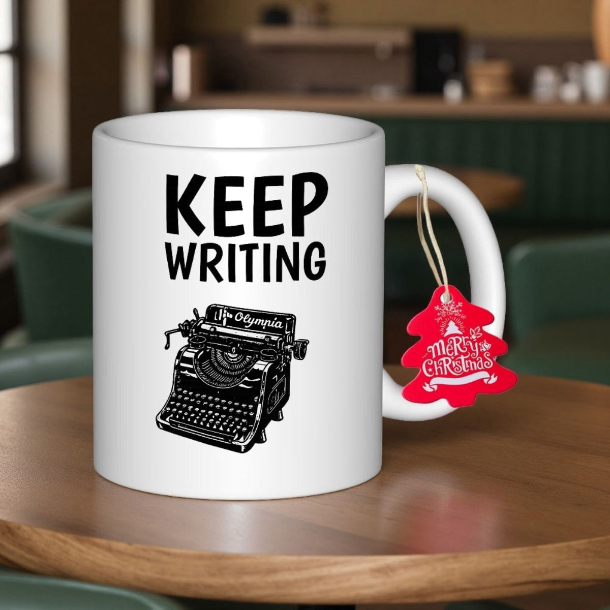 Tailorly White Ceramic 11 oz Mug - Keep Writing Classic Vintage Style Mechanical Device With Keys For Authors Typewriter