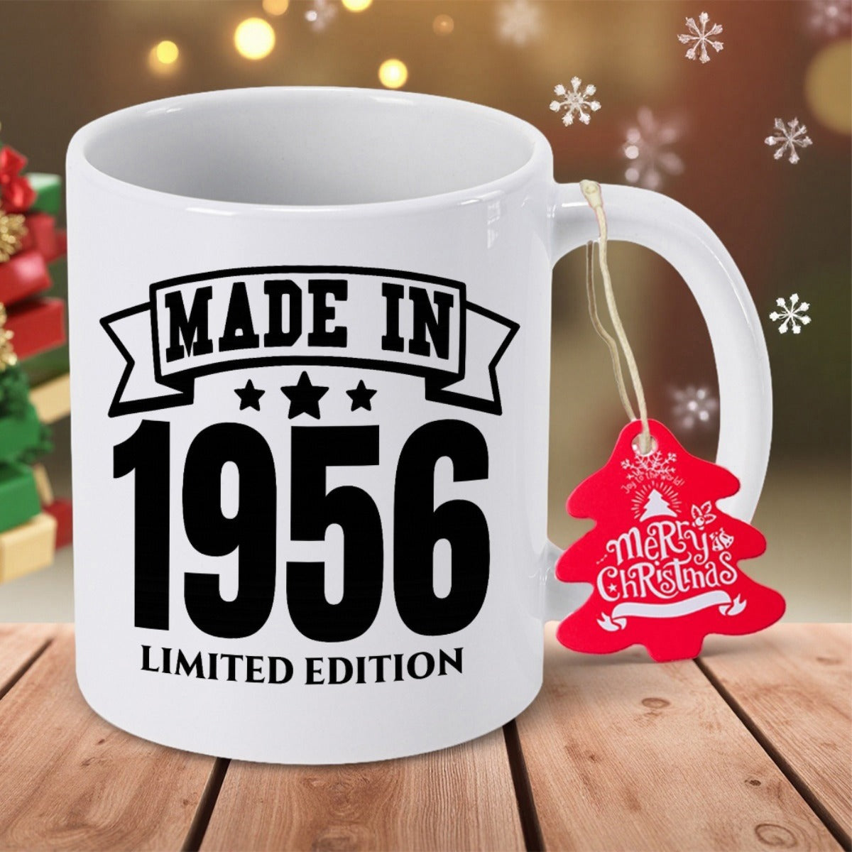 Tailorly White Ceramic 11 oz Mug - Made In 1956 Limited Edition Bold Black Lettering On A Classic White Ceramic Anniversary Mug