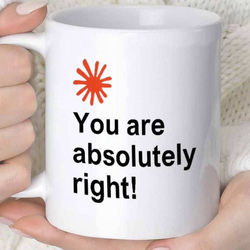 Tailorly White Ceramic 11 oz Mug - You Are Absolutely Right Stylized Red Sunburst Symbol Floating Above Inspirational Affirmation Quote Text Starburst