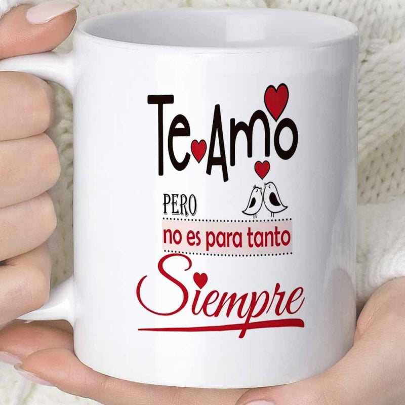 Tailorly White Ceramic 11 oz Mug - Minimalist Romantic Red Hearts With Two Small Birds Sitting Closely Together Heart