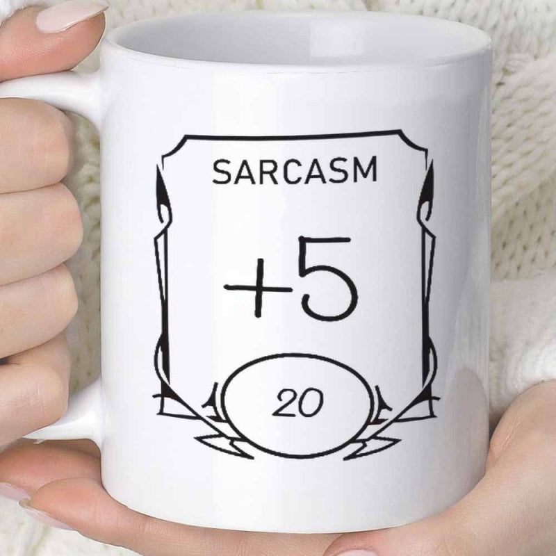 Tailorly White Ceramic 11 oz Mug - Sarcasm Decorative Linear Minimalist Frame With Statistical Gaming Numeric Values Shield