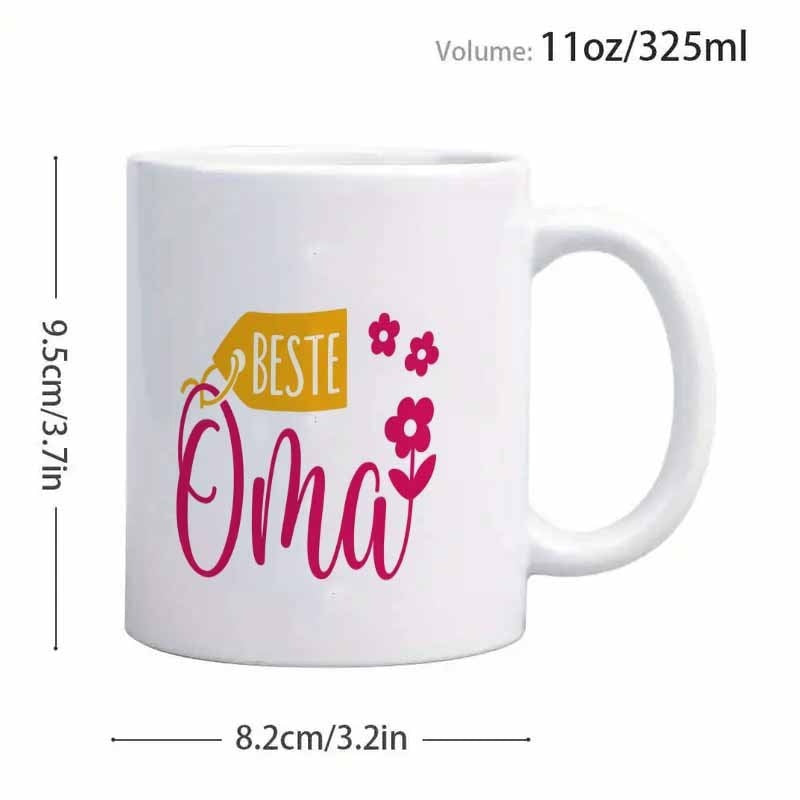 Tailorly White Ceramic 11 oz Mug - Simple Pink Blossoms With Delicate Petals Beside A Yellow Decorative Tag Flower
