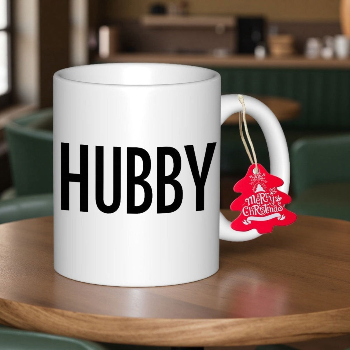 Tailorly White Ceramic 11 oz Mug - Hubby Clean With Bold Minimalist Black Letters Mug