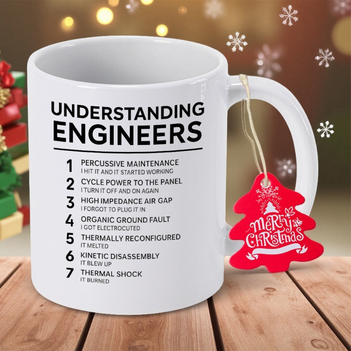 Tailorly White Ceramic 11 oz Mug - Understanding Engineers Humorous List Typography On A Minimalist Professional
