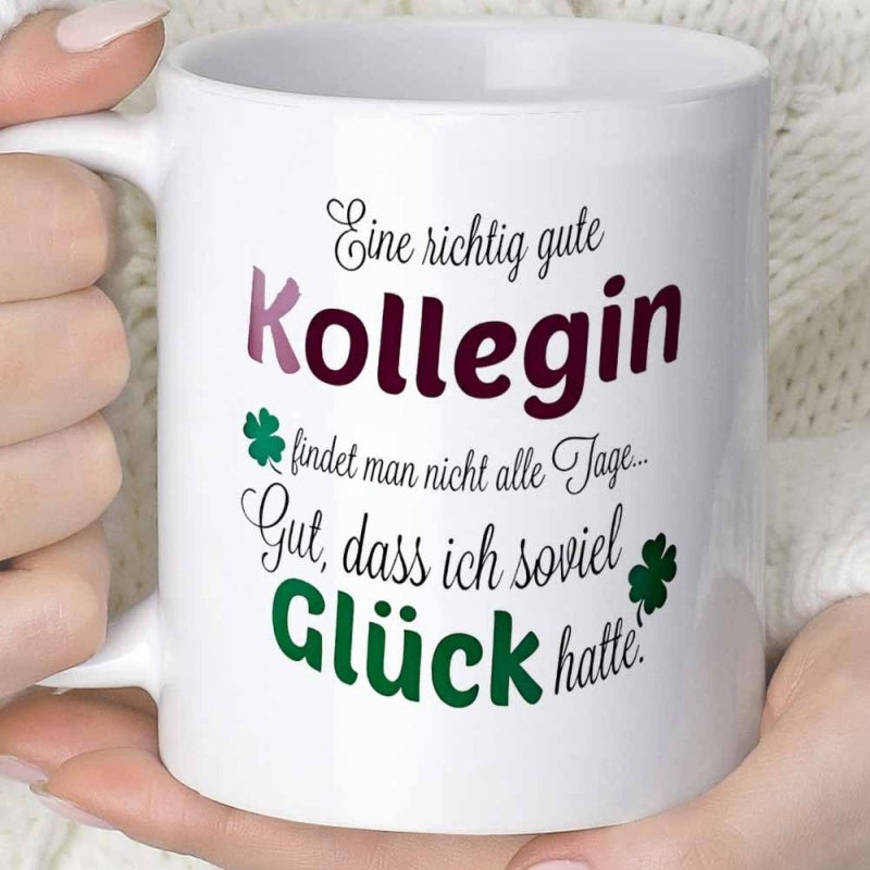 Tailorly White Ceramic 11 oz Mug - Minimalist With Lucky Green Four Leaf Clovers Mug