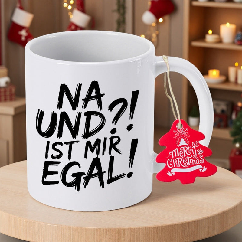 Tailorly White Ceramic 11 oz Mug - Merry Christmas Minimalist White Ceramic Vessel With Festive Red Tree Mug