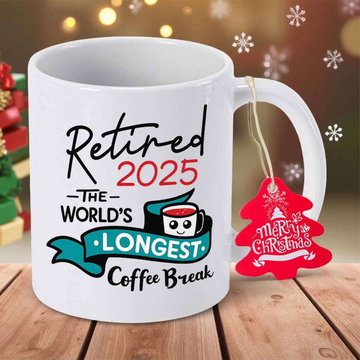 Tailorly White Ceramic 11 oz Mug - Retired 2025 The Worlds Longest Coffee Break Elegant White Ceramic With Charming Script And Small Cartoon Mug