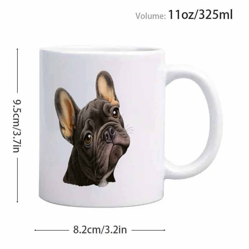 Tailorly White Ceramic 11 oz Mug - Detailed Hand Painted Realistic Dark Coat Portrait Of A French Bulldog