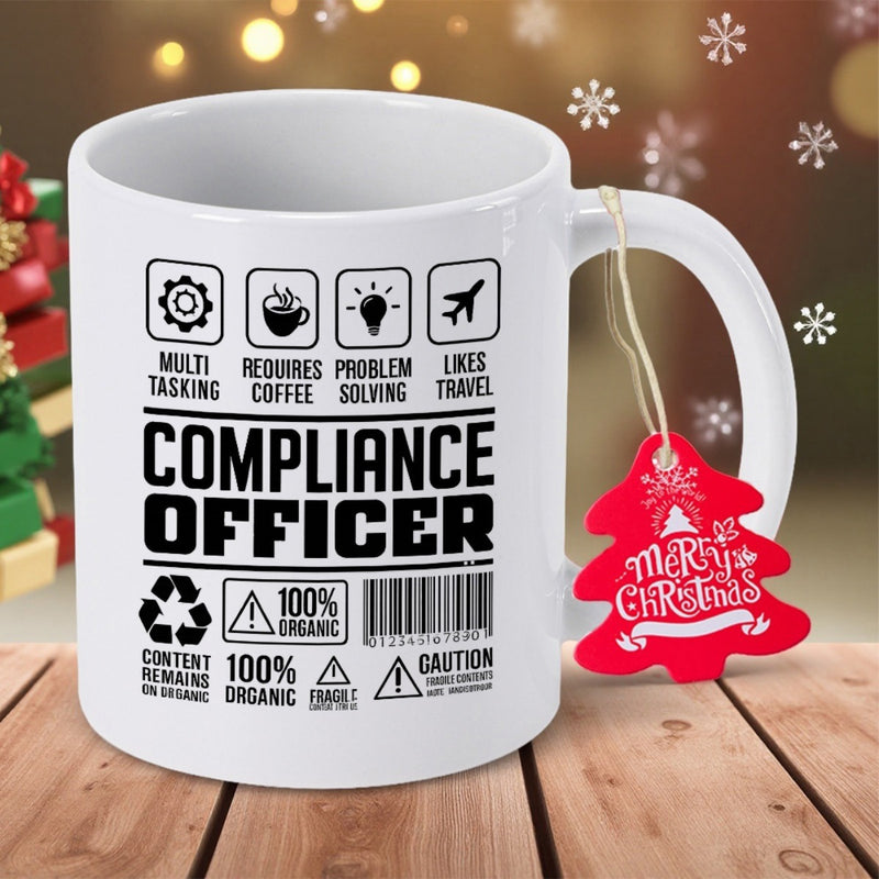 Tailorly White Ceramic 11 oz Mug - Multi Tasking Requires Coffee Problem Solving Likes Travel Compliance Officer 100 Organic Caution Featuring Minimalist Black