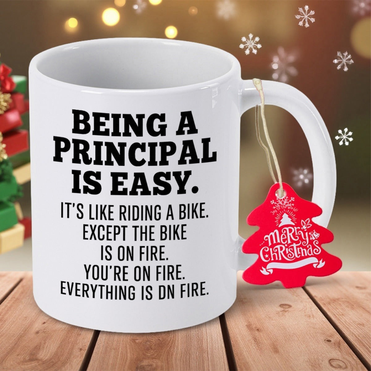Tailorly White Ceramic 11 oz Mug - Being A Principal Is Easy Bold Typography Printed Upon A Smooth Mug