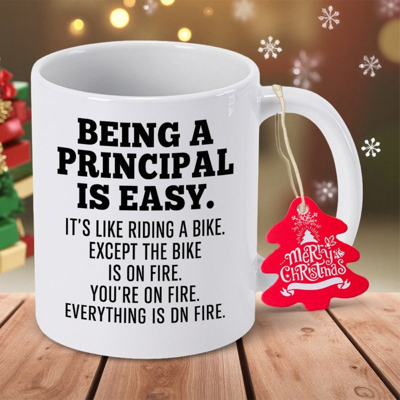 Tailorly White Ceramic 11 oz Mug - Being A Principal Is Easy Bold Typography Printed Upon A Smooth Mug