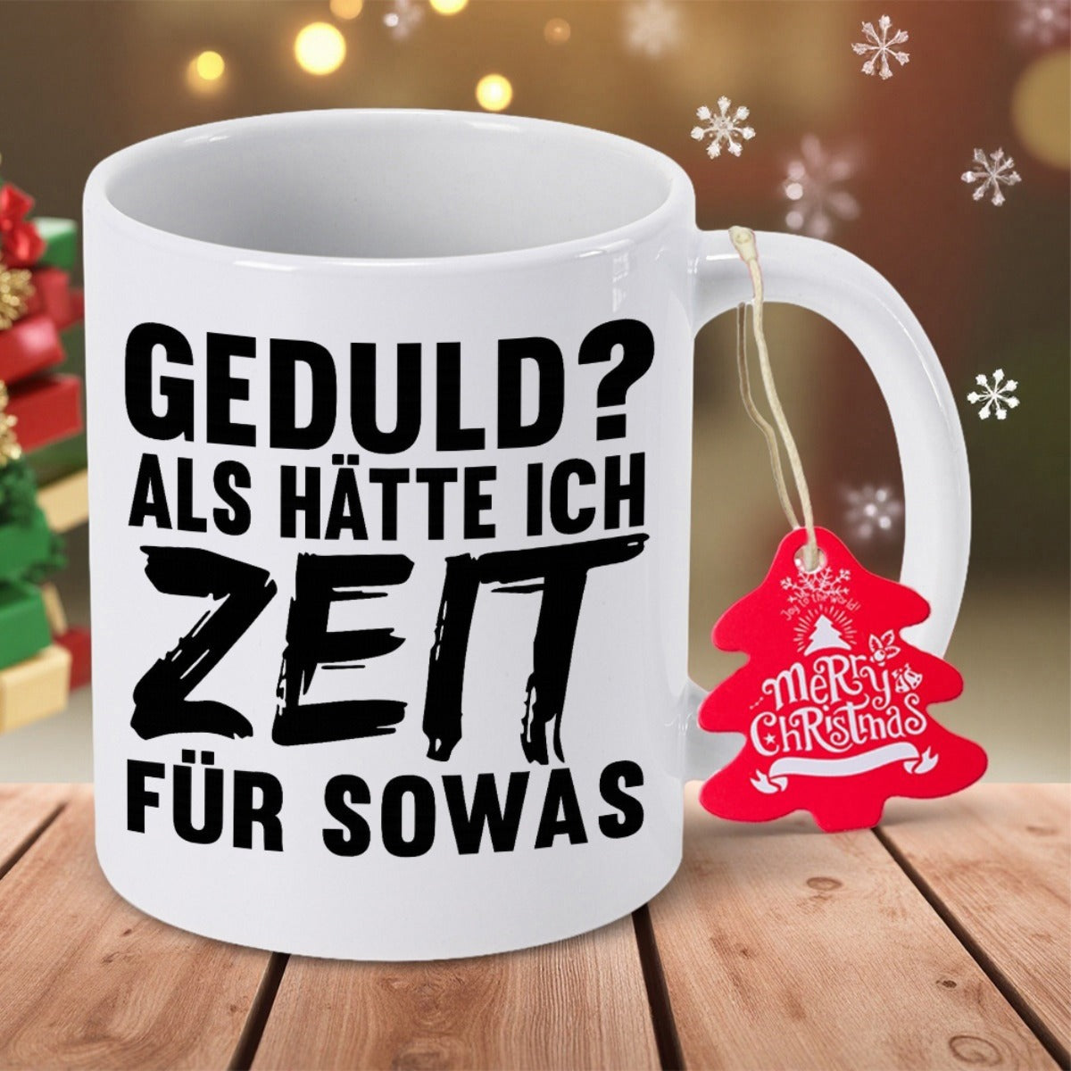 Tailorly White Ceramic 11 oz Mug - Merry Christmas Sleek Featuring Bold Black Lettering And Festive Ornament Mug