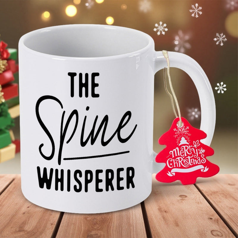 Tailorly White Ceramic 11 oz Mug - The Spine Whisperer Minimalist Black Typography Printed On A Smooth Mug
