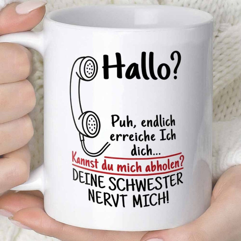 Tailorly White Ceramic 11 oz Mug - Minimalist Black Line Drawing Of A Classic Vintage Style Telephone Handset