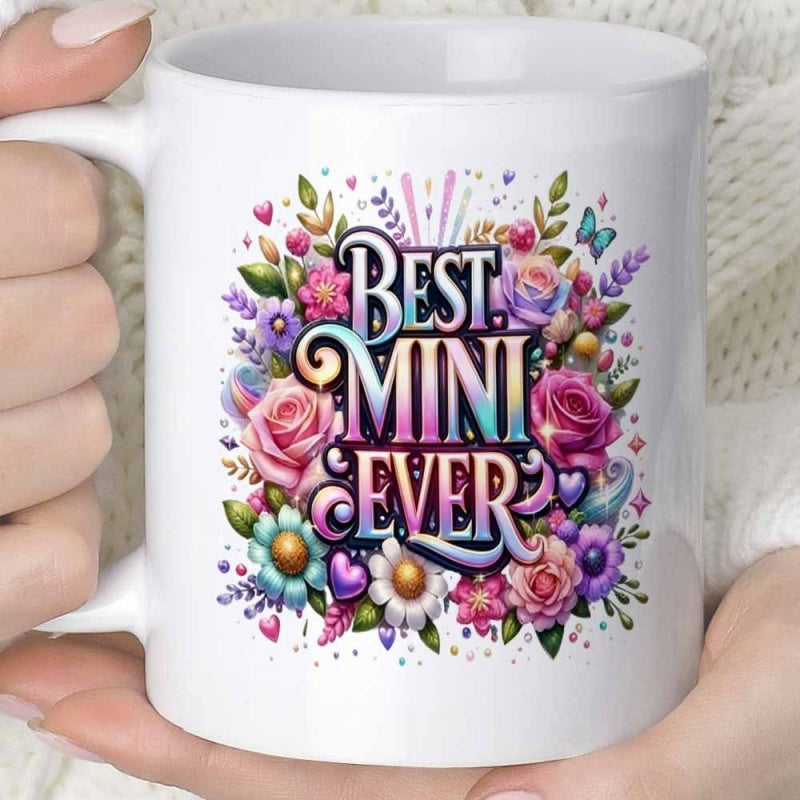 Tailorly White Ceramic 11 oz Mug - Best Mini Ever Vibrant Colorful Garden Blossoms With Elegant Butterflies And Radiant Pink Flower