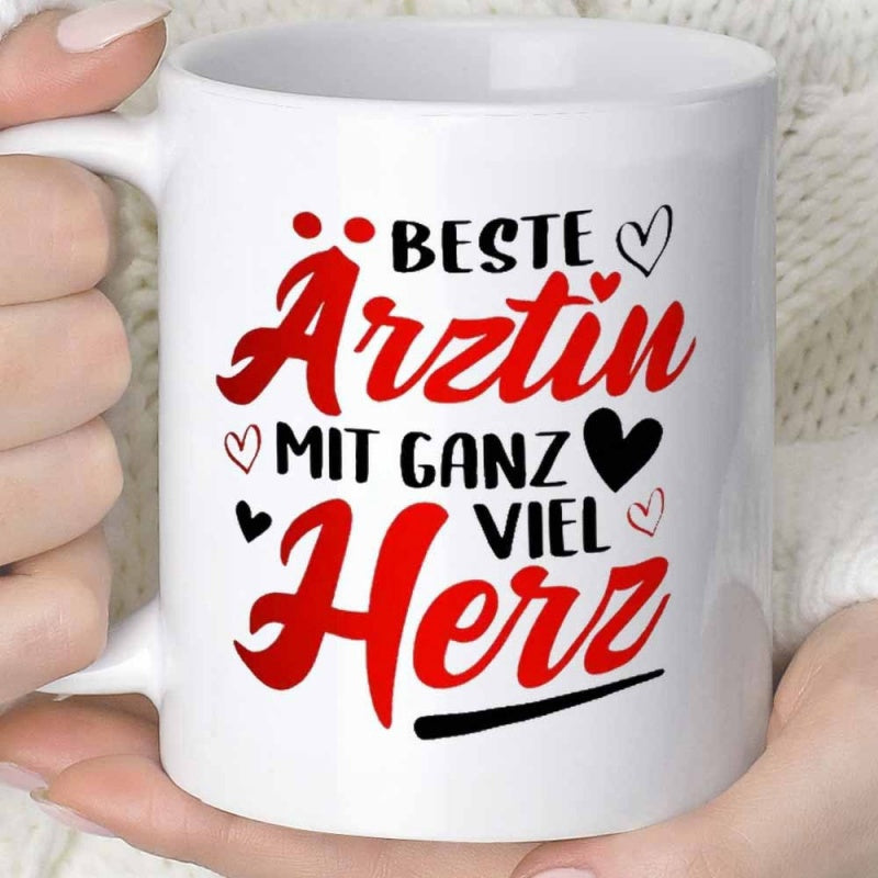 Tailorly White Ceramic 11 oz Mug - Elegant Decorative Script Style With Floating Artistic Hearts Symbolizing Love Heart