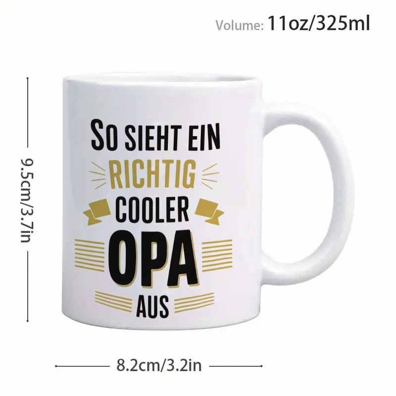 Tailorly White Ceramic 11 oz Mug - Minimalist White Ceramic Vessel With Black And Gold Decorative Typography Mug